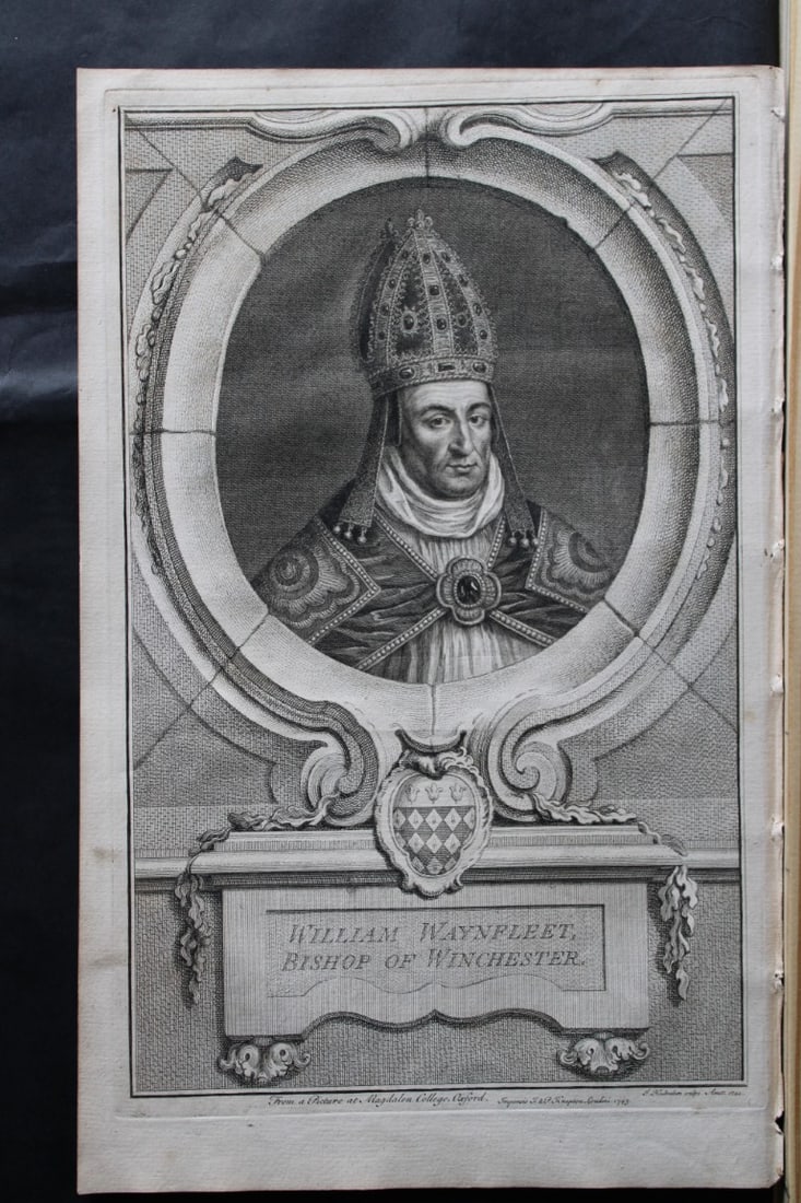 Jacobus Houbraken - Rare engraving of William Waynfleet, Bishop of Winchester 1747: This engraving is from The Heads of Illustrious Persons of Great Britain by Thomas Birch. Printed by John Knapton 1747, London. The engravings were by Jacobus Houbraken and George Vertue after Holbein