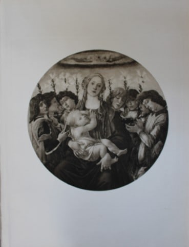 S Botticelli - Virgin and Child with Angels 1903: This large photogravure is from Great Masters 1400-1800, the finest works of the most famous painters during this period.Published by Wm. Heinemann, London 1903.Size: 15in x 20in (38cm x 50cm)