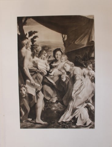 Correggio - The Madonna of St Jerome 1903: This large photogravure is from Great Masters 1400-1800, the finest works of the most famous painters during this period.Published by Wm. Heinemann, London 1903.Size: 15in x 20in (38cm x 50cm)