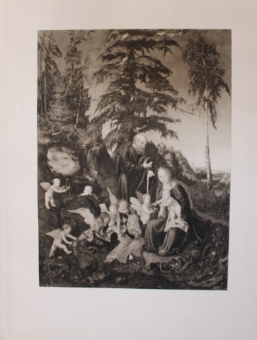 Lucas Cranach - Rest on the Flight into Egypt 1903: This large photogravure is from Great Masters 1400-1800, the finest works of the most famous painters during this period.Published by Wm. Heinemann, London 1903.Size: 15in x 20in (38cm x 50cm)