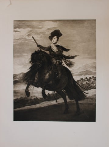Velasquez - Infante Don Balthazar Carlos 1903: This large photogravure is from Great Masters 1400-1800, the finest works of the most famous painters during this period.Published by Wm. Heinemann, London 1903.Size: 15in x 20in (38cm x 50cm)