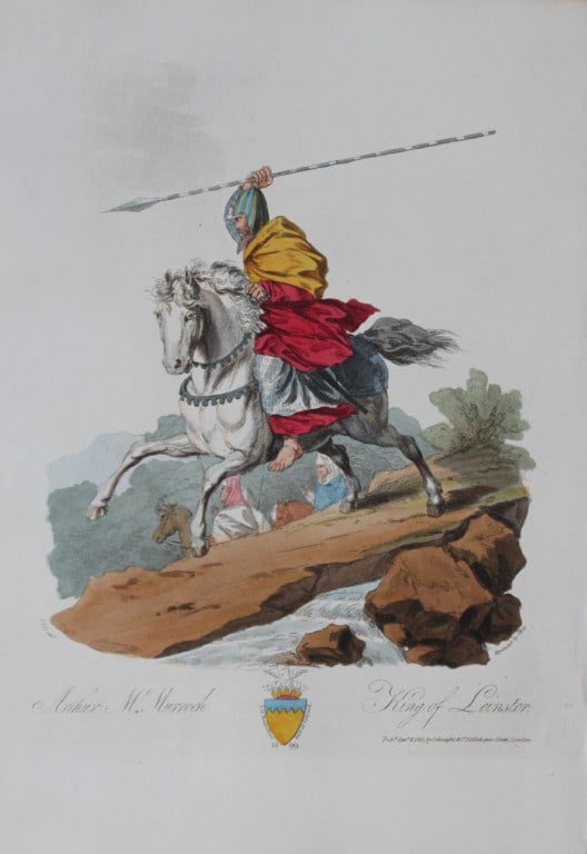 CH Smith - Arthur Macmurroch King of Leinster 1814: This hand-coloured aquatint is from Selections of the Ancient Costume of Great Britain and Ireland From the Seventh to the Sixteenth Century by Charles Hamilton Smith. Published in London by William B