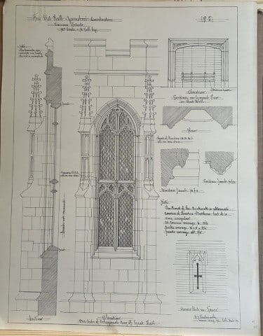 Architectural Drawing - Old Hall, Gainsboro, Lincs 1872: This rare engraving is from drawings by members of the Architectural Association, London dated c1875.The Architectural Association was founded in 1847 as an alternative to the practice of training you