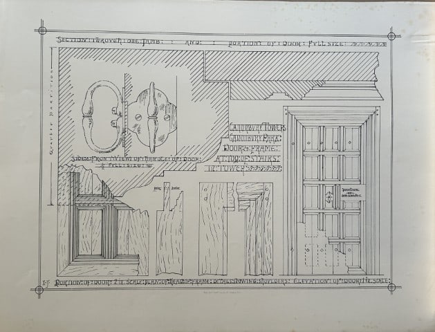 Architectural Drawing - Canonbury Towers, London 1869: This rare engraving is from drawings by members of the Architectural Association, London dated c1875.The Architectural Association was founded in 1847 as an alternative to the practice of training you