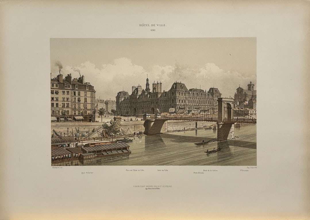 Fedor Hoffbauer - Hotel de Ville, Paris in 1842 (1 of 1)