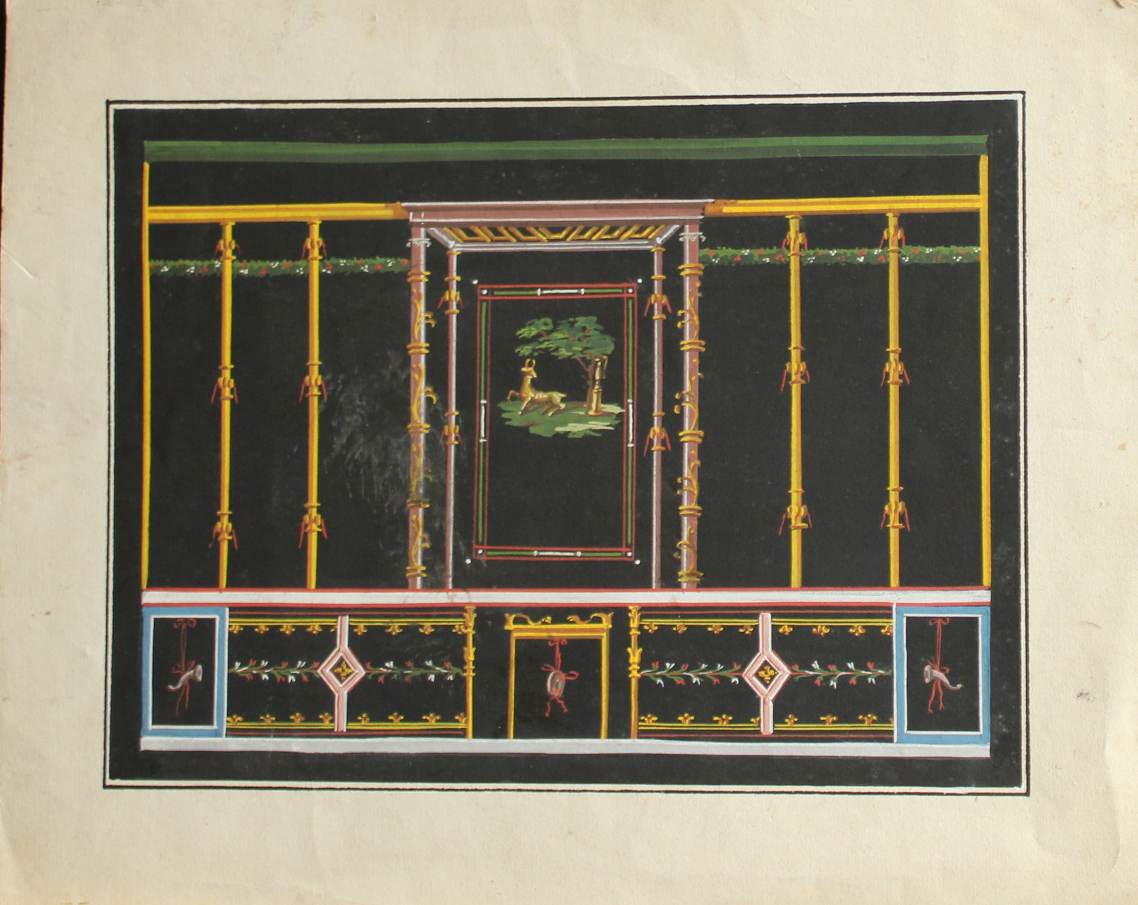 Fourth Style frescoed wall from the Casa dei Bronzi, Pompeii 19th century (1 of 1)