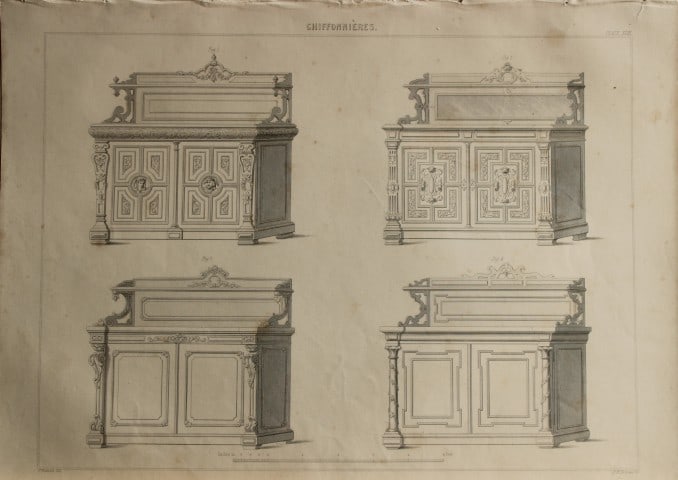 P Thomson - Chiffonieres engraved by JH Le Keux 1853 (1 of 1)