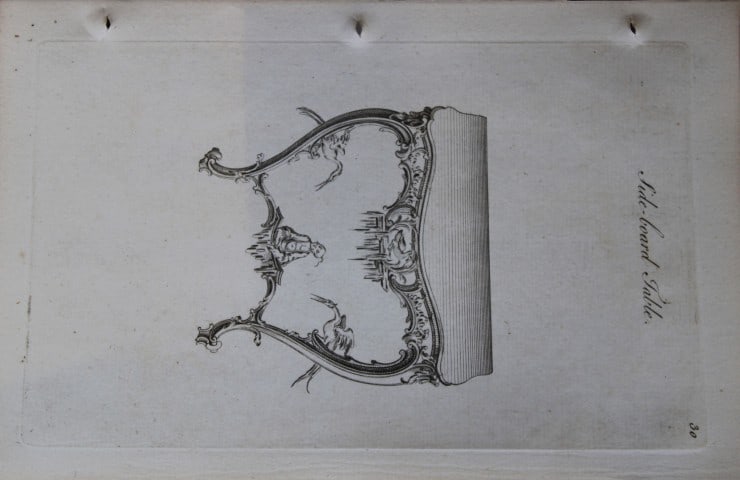 Society of Upholsterers - Side-board Table 1765: This rare copper engraving is from Genteel Houshold Furniture, In the Present Taste with an addition of several Articles never before Executed, by a Society of Upholsterers, Cabinet-Makers, &c. Printe