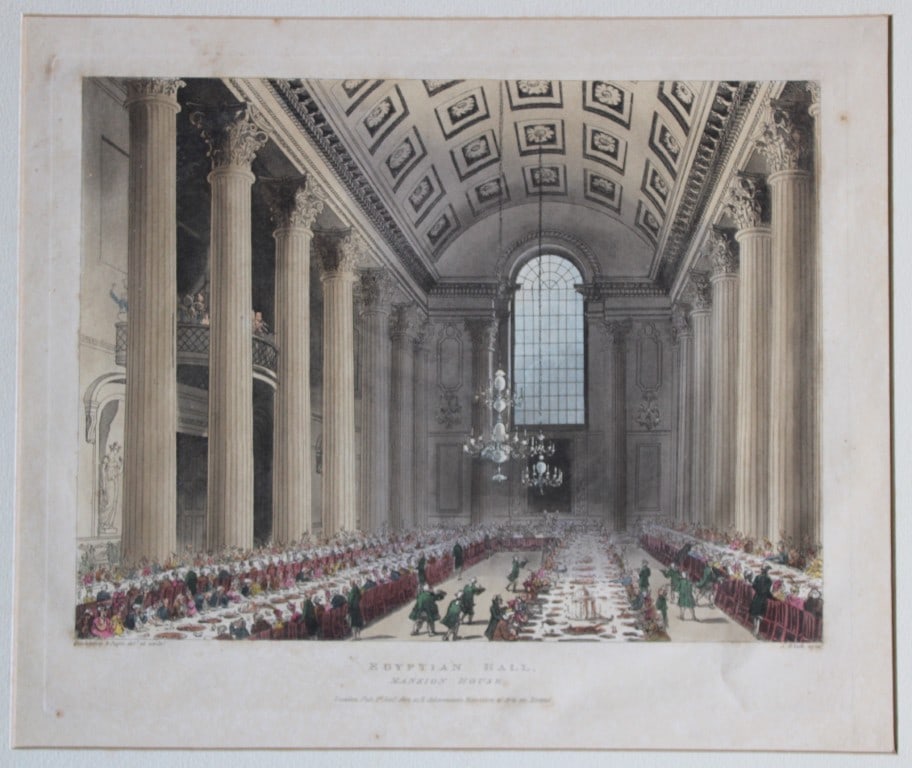 Rowlandson and Pugin - Aquatint of Mansion House, London 1808 (1 of 2)