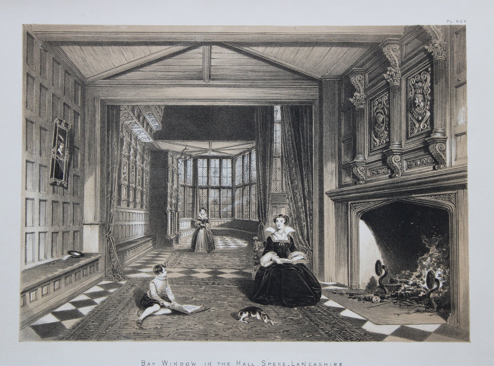 Nash J - Lithograph of Speke Hall, Lancashire 1869: This lithograph of Speke Hall, Lancashire is from The Mansions of England in the Olden Time by Joseph Nash. Printed by M & N Hanhart and published by Henry Sotheran & Co., London, in four parts from 1
