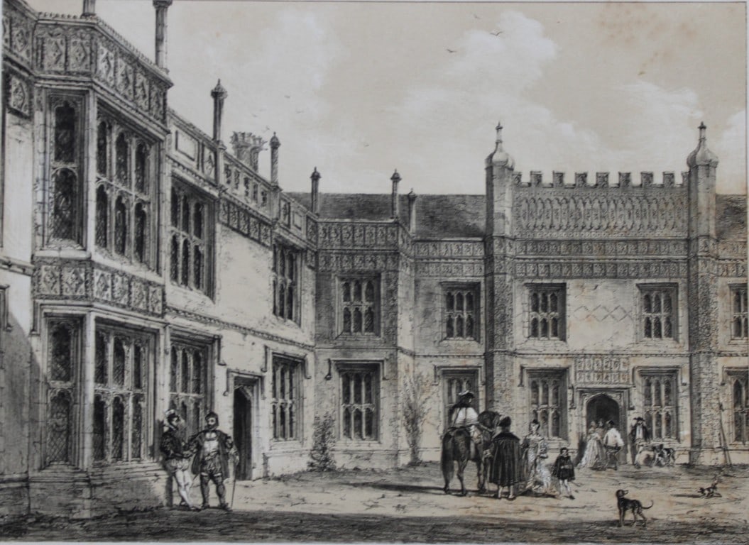 Nash J - Lithograph of Sutton Place, Surrey 1869: This lithograph of Sutton Place, Surrey is from The Mansions of England in the Olden Time by Joseph Nash. Printed by M & N Hanhart and published by Henry Sotheran & Co., London, in four parts from 186