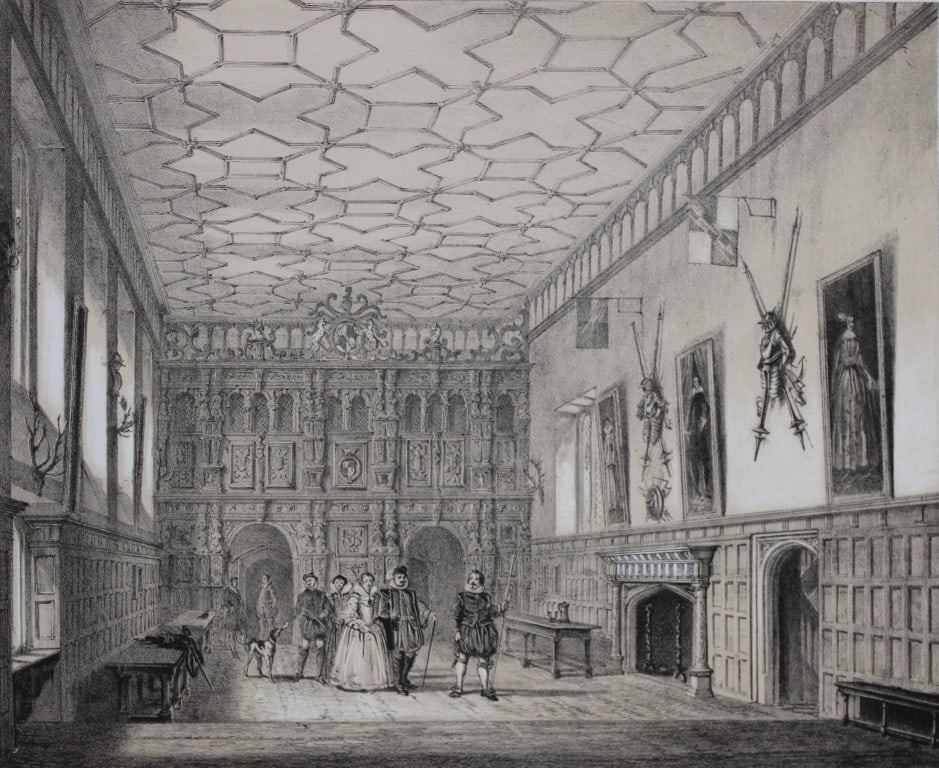 Nash J - Lithograph of Knowle, Kent 1869: This lithograph of The Hall at Knowle, Kent is from The Mansions of England in the Olden Time by Joseph Nash. Printed by M & N Hanhart and published by Henry Sotheran & Co., London, in four parts from