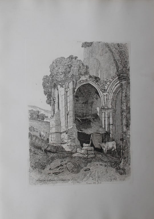 JS Cotman - Rivaulx Abbey, Yorkshire 1838: Specimens of Architectural Remains in the Counties of York, Cambridge, Suffolk, Lincoln, Essex and North Wales by John Sell Cotman. Published in London by HG Bohn in 1838A series of etchings illustrat