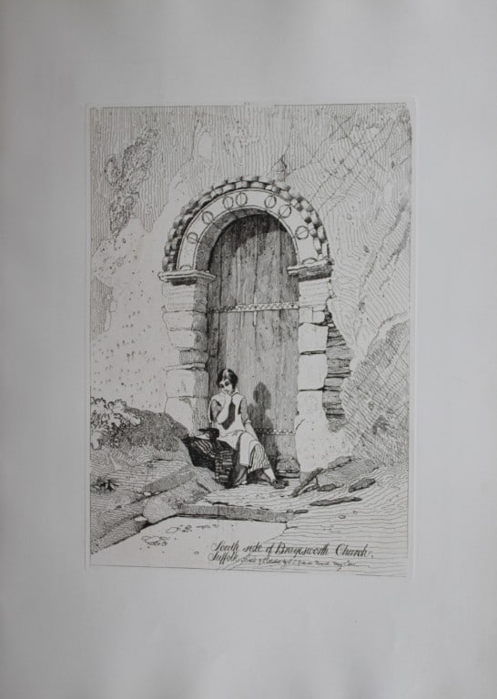 JS Cotman - South Side of Braysworth Church, Suffolk 1838: Specimens of Architectural Remains in the Counties of York, Cambridge, Suffolk, Lincoln, Essex and North Wales by John Sell Cotman. Published in London by HG Bohn in 1838A series of etchings illustrat