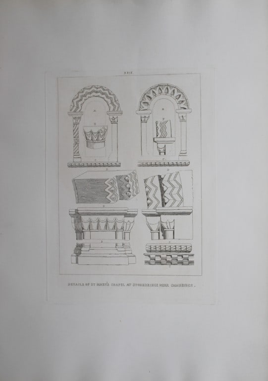 JS Cotman - Details St Mary's Chapel, Cambridgeshire 1838: Specimens of Architectural Remains in the Counties of York, Cambridge, Suffolk, Lincoln, Essex and North Wales by John Sell Cotman. Published in London by HG Bohn in 1838A series of etchings illustrat