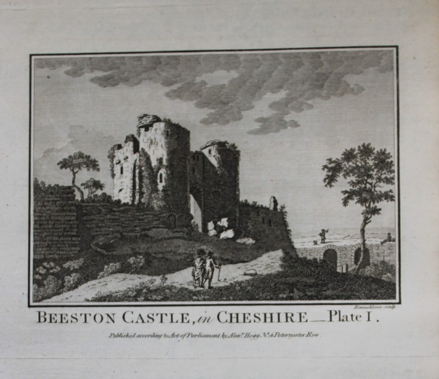 Alex Hogg - Beeston Castle, Cheshire 1786: This copperplate engraving is from Historical Descriptions of new and elegant picturesque views of the antiquities of England and Wales? by Henry Boswell.Published by Alex Hogg, London, 1786.Size: app