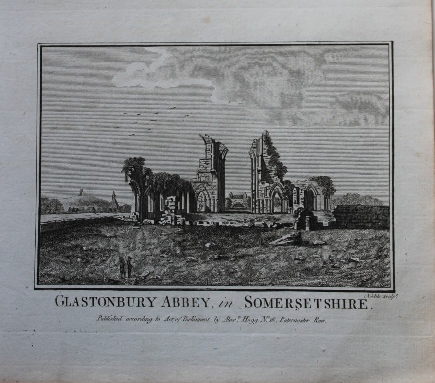 Alex Hogg - Glastonbury Abbey, Somersetshire 1786: This copperplate engraving is from Historical Descriptions of new and elegant picturesque views of the antiquities of England and Wales? by Henry Boswell.Published by Alex Hogg, London, 1786.Size: app