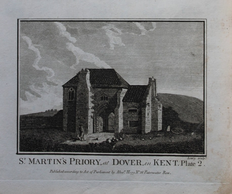 Alex Hogg - St. Martin's Priory, Dover, Kent 1786: This copperplate engraving is from Historical Descriptions of new and elegant picturesque views of the antiquities of England and Wales? by Henry Boswell.Published by Alex Hogg, London, 1786.Size: app