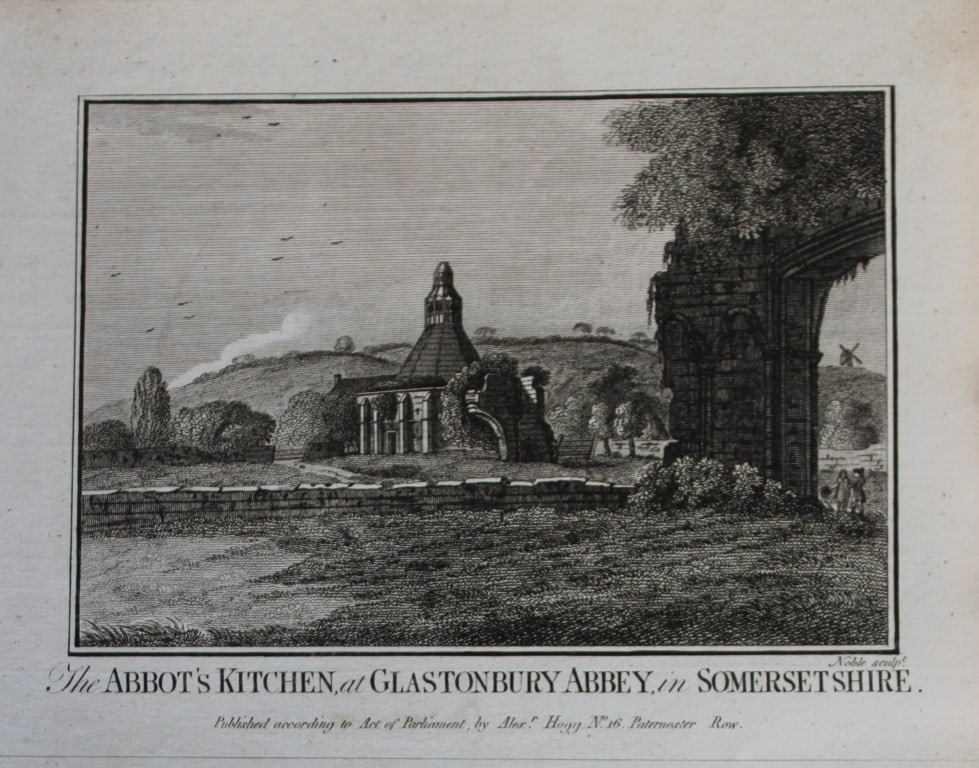 Alex Hogg - Abbot's Kitchen, Glastonbury Abbey, Somerset 1786: This copperplate engraving is from Historical Descriptions of new and elegant picturesque views of the antiquities of England and Wales? by Henry Boswell.Published by Alex Hogg, London, 1786.Size: app