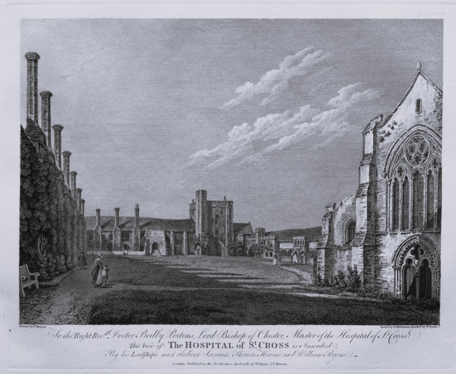 Thomas Hearne - Hospital of St Cross Hampshire 1786: This antique copper engraving was published in The Antiquities of Great Britain, illustrated in Views of Monasteries, Castles, and Churches now existing. Printed by James Phillips, London and publishe