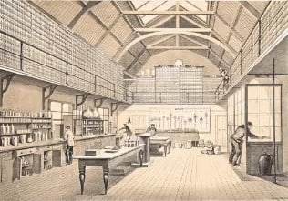 F Dangerfield - Lawes Testimonial Laboratory 1863: This lithograph is from the Drawings and Plans of the Lawes Testimonial Laboratory, Rothamsted, Herts, F. Dangerfield, 1863.This rare tinted lithographic is an external view of the Lawes Testimonial L