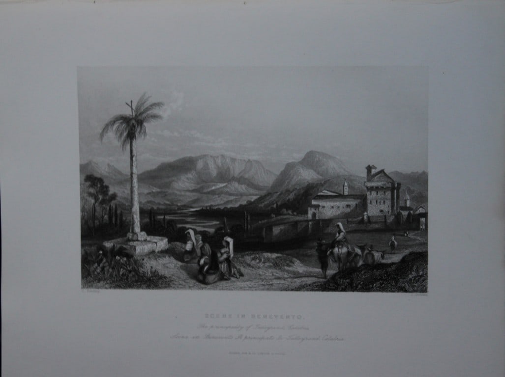Rev Wright - Scene in Benevento 1839: This print is from The Shores and Islands of the Mediterranean, drawn from nature, drawn by Sir Grenville Temple Bart., Major Irton, WL Leitch and Lieut. Allen RE with an analysis of the Mediterranean