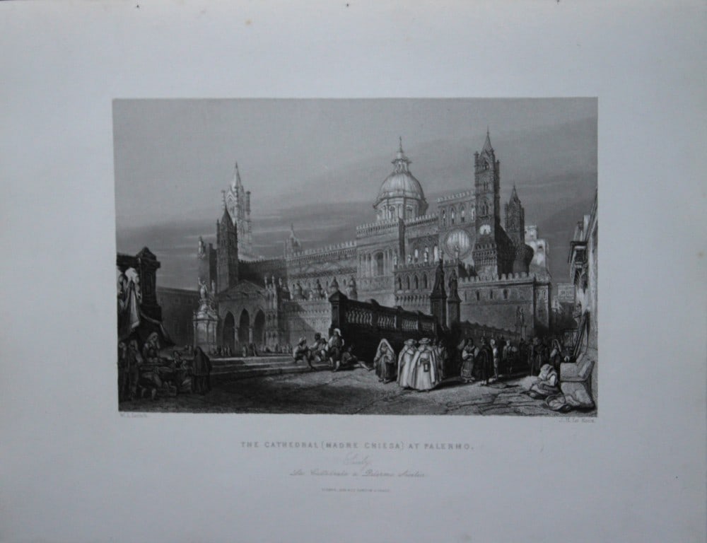 Rev Wright - Madre Chiesa, Palermo Cathedral 1839: This print is from The Shores and Islands of the Mediterranean, drawn from nature, drawn by Sir Grenville Temple Bart., Major Irton, WL Leitch and Lieut. Allen RE with an analysis of the Mediterranean