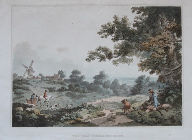 de Loutherbourg - Aquatint of Ruin at Basingstoke 1805: This aquatint with original hand colouring is by Philipp Jakob de Loutherbourg. The engraving is from the Romantic and Picturesque Scenery of England and Wales. Published in London by Robert Bowyer, 1