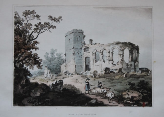 de Loutherbourg - Aquatint of Chigwell Row, Essex 1805: This aquatint with original hand colouring is by Philipp Jakob de Loutherbourg. The engraving is from the Romantic and Picturesque Scenery of England and Wales. Published in London by Robert Bowyer, 1