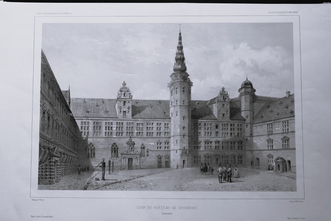 Benoist - Kronborg Castle, Denmark 1842: This tinted lithograph is from Voyages en Scandinavie en Laponie, au Spitzberg et aux Feroe etc. by P Gaimard and published by Arthus Bertrand, Paris 1842-55.The lithographs were from drawings by A Ma