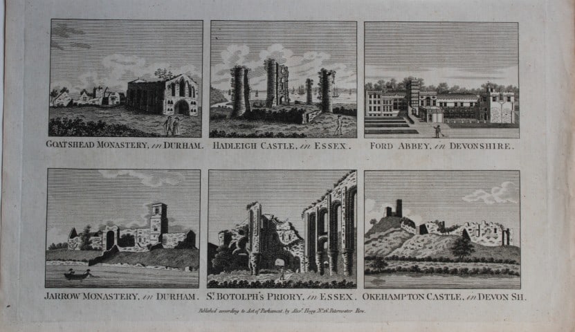Alex Hogg - Monasteries, Castles etc in England 1786: This copperplate engraving is from Historical Descriptions of new and elegant picturesque views of the antiquities of England and Wales? by Henry Boswell.Published by Alex Hogg, London, 1786.Size: app