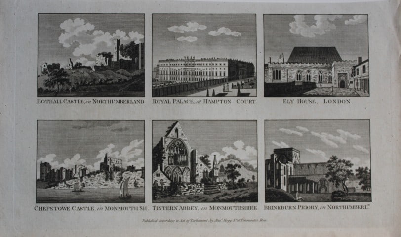 Alex Hogg - Castles, Abbey and Palace in England 1786: This copperplate engraving is from Historical Descriptions of new and elegant picturesque views of the antiquities of England and Wales? by Henry Boswell.Published by Alex Hogg, London, 1786.Size: app