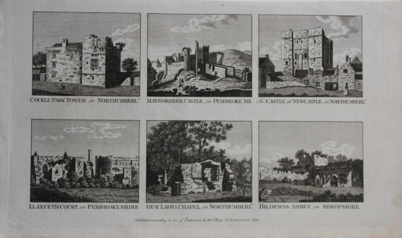 Alex Hogg - Castles and Abbeys in England 1786: This copperplate engraving is from Historical Descriptions of new and elegant picturesque views of the antiquities of England and Wales? by Henry Boswell.Published by Alex Hogg, London, 1786.Size: app