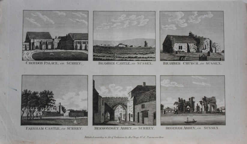 Alex Hogg - Castles, Abbey and Palace in Surrey and Sussex 1786: This copperplate engraving is from Historical Descriptions of new and elegant picturesque views of the antiquities of England and Wales? by Henry Boswell.Published by Alex Hogg, London, 1786.Size: app
