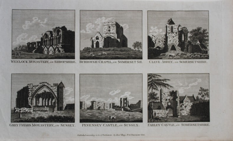 Alex Hogg - Monasteries, Castles etc in England 1786: This copperplate engraving is from Historical Descriptions of new and elegant picturesque views of the antiquities of England and Wales? by Henry Boswell.Published by Alex Hogg, London, 1786.Size: app