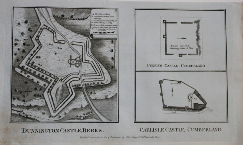 Alex Hogg - Plans of Castles in England 1786: This copperplate engraving is from Historical Descriptions of new and elegant picturesque views of the antiquities of England and Wales? by Henry Boswell.Published by Alex Hogg, London, 1786.Size: app