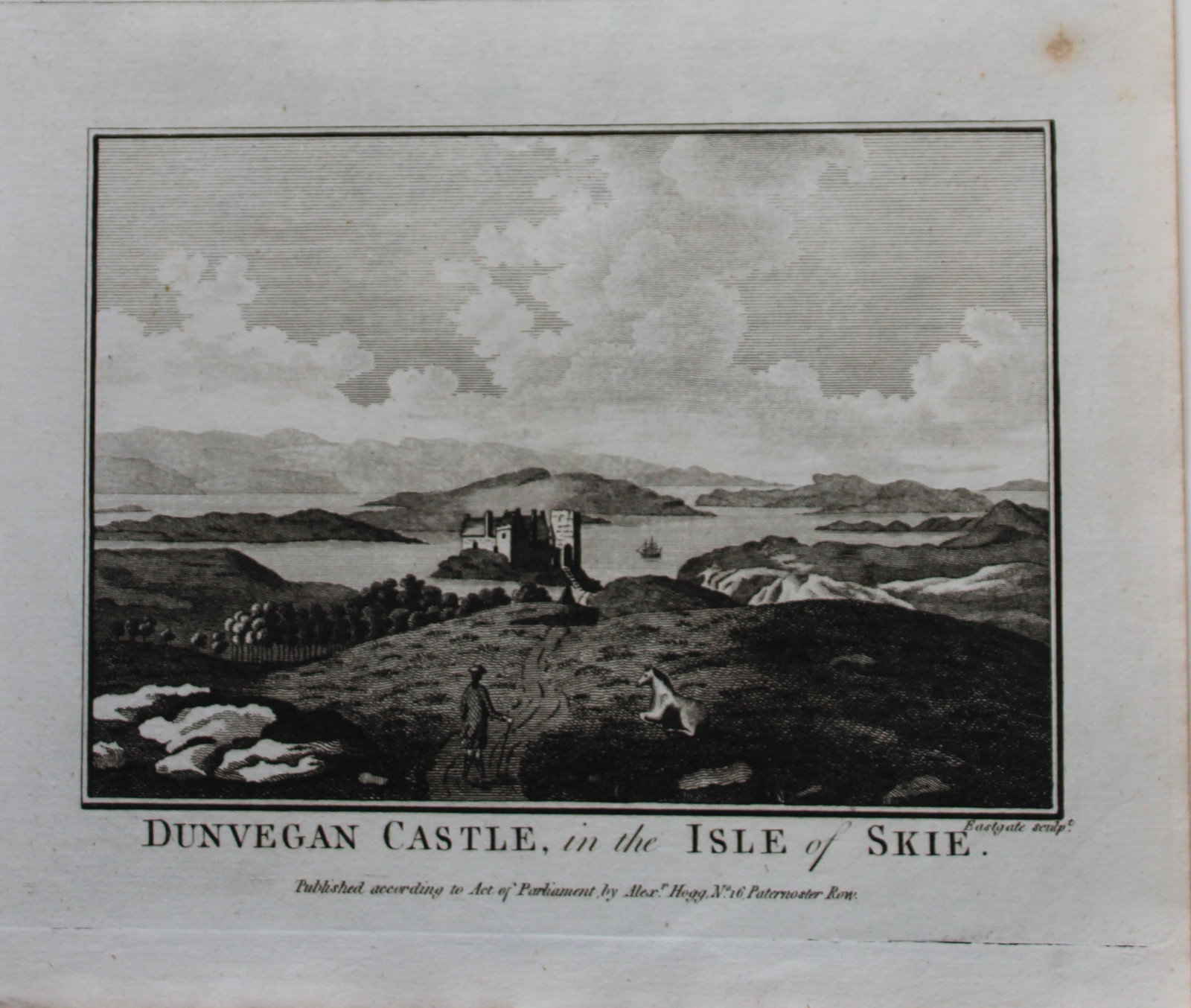 Alex Hogg - Dunvegan Castle, Isle of Skie, Scotland 1786: This copperplate engraving is from Historical Descriptions of new and elegant picturesque views of the antiquities of England and Wales? by Henry Boswell.Published by Alex Hogg, London, 1786.Size: app