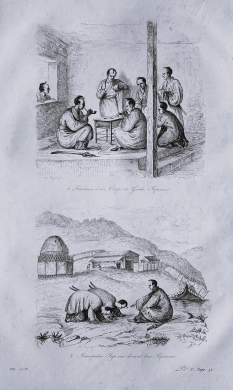 Julien Boilly - Engraving of People and Views in Asia 1839: This engraving is from Voyage Pittoresque en Asie et en Afrique by Jean-Baptiste Eyries. Published by Furne et Cie, Paris 1839.The engraving by Julien Boilly illustrates ancient and modern travels in 