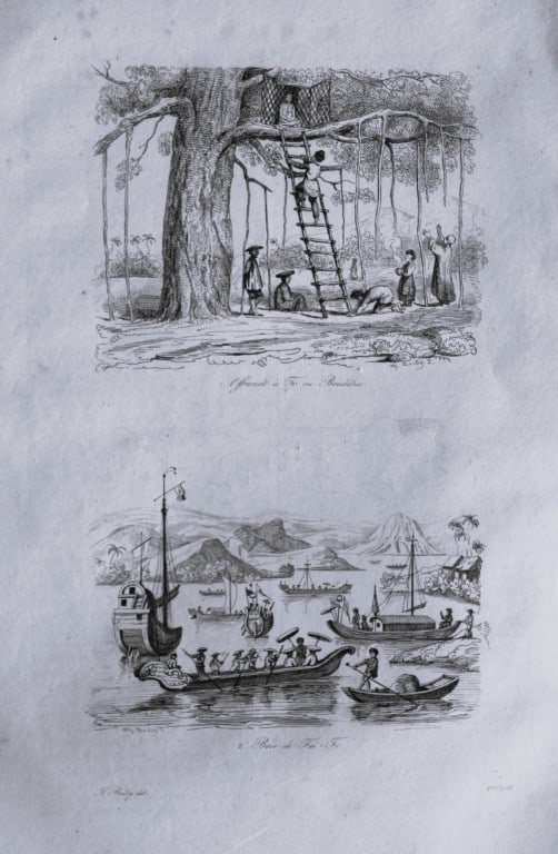 Julien Boilly - Engraving of People and Views in Asia 1839: This engraving is from Voyage Pittoresque en Asie et en Afrique by Jean-Baptiste Eyries. Published by Furne et Cie, Paris 1839.The engraving by Julien Boilly illustrates ancient and modern travels in 