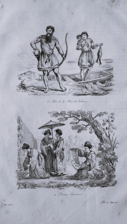 Julien Boilly - Engraving of People and Views in Asia 1839: This engraving is from Voyage Pittoresque en Asie et en Afrique by Jean-Baptiste Eyries. Published by Furne et Cie, Paris 1839.The engraving by Julien Boilly illustrates ancient and modern travels in 