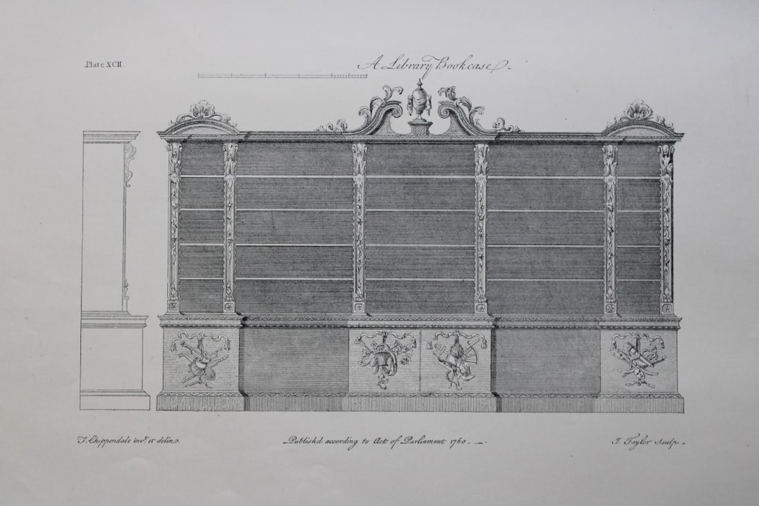 Thomas Chippendale - Original engraving of 1762: This copperplate engraving is from the third edition of The Gentleman and Cabinet-Maker's Director: being a large collection of the most elegant and useful designs of household furniture, in the most 