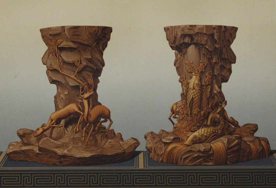 George A Audsley - The Ornamental Arts of Japan 1882: This beautiful chromolithographic print is from The Ornamental Arts of Japan by George Ashdown Audsley. 1st edition, published by Sampson Low, Marston, Searle, & Rivington, London 1882-4, This grand w
