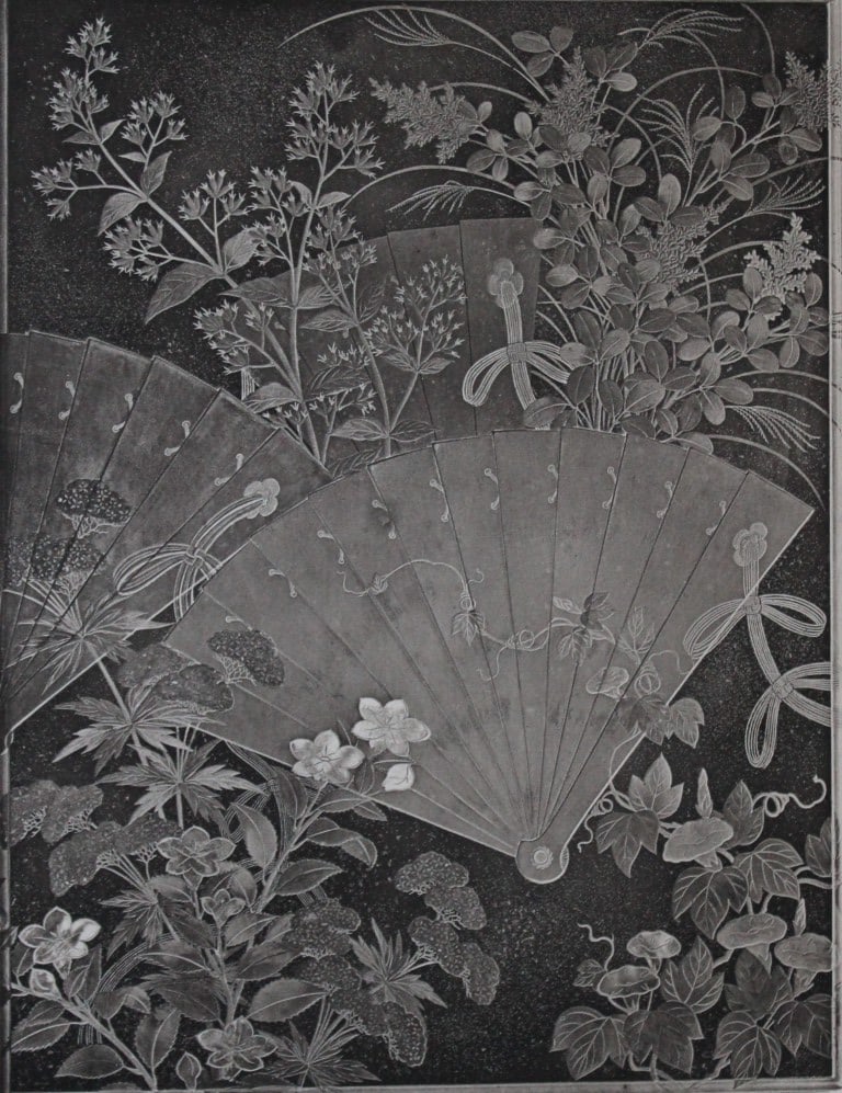 George A Audsley - The Ornamental Arts of Japan 1882: This beautiful chromolithographic print is from The Ornamental Arts of Japan by George Ashdown Audsley. 1st edition, published by Sampson Low, Marston, Searle, & Rivington, London 1882-4, This grand w