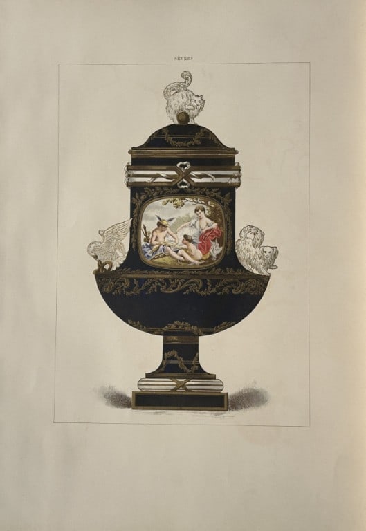 Edouard Garnier - Beautiful print of Soft Porcelain of Sevres 1892: This beautiful chromolithograph is from The Soft Porcelain of S?vres, With An Historical Introduction by Edouard Garnier. Published in London by John C. Nimmo, 1892. Some of the most beautiful and pre