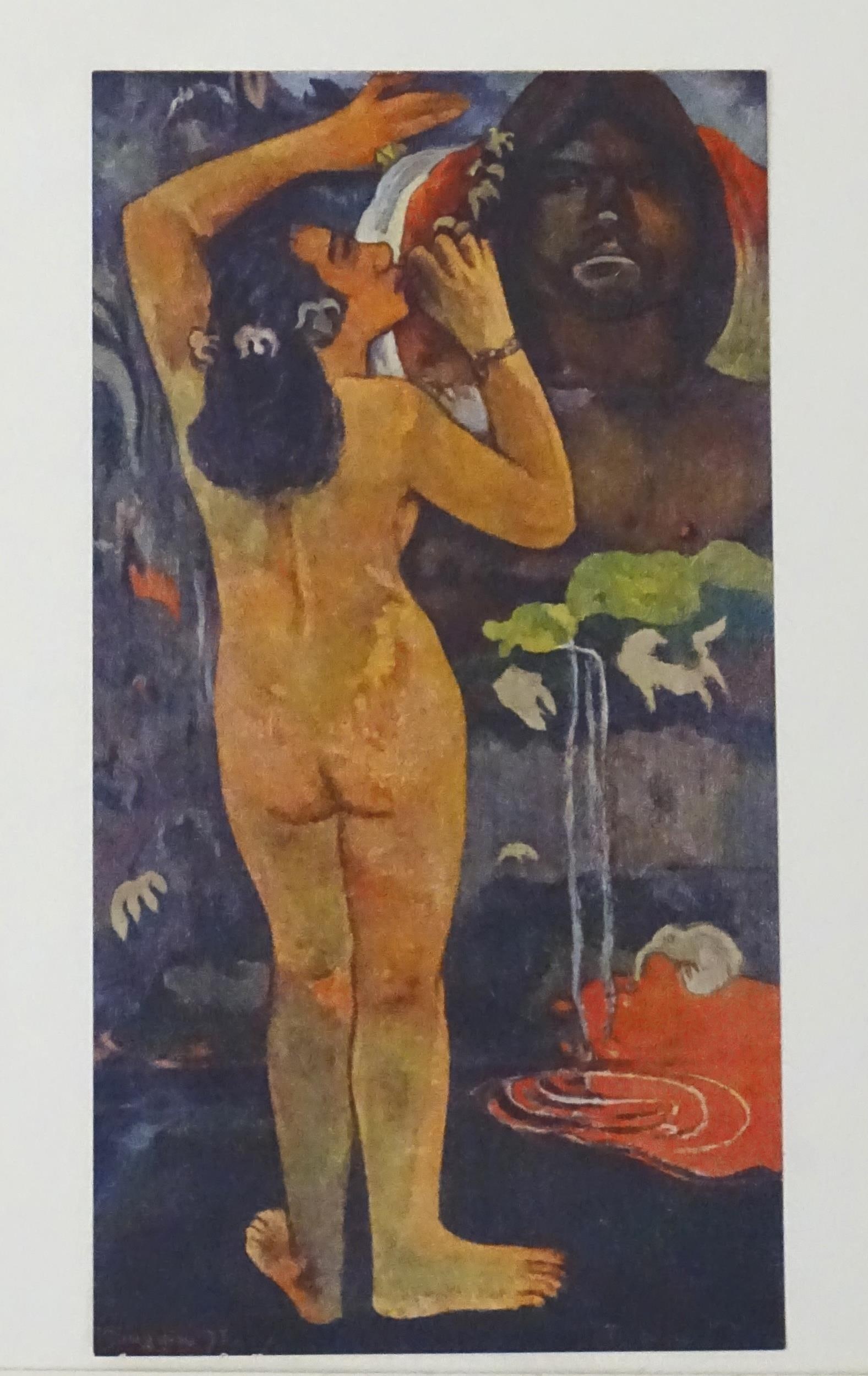 Paul Gaugin - Vintage lithograph of Moon and Earth: This is a vintage art print reproduction of a famous 1899 Post-Impressionist painting by Paul Gauguin.