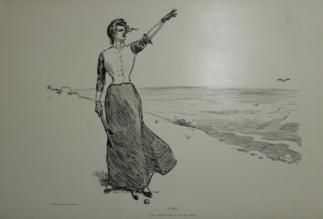 Charles Dana Gibson - 5 prints from Americans 1900: These plates are from Americans by Charles Dana Gibson. Published in New York by R.H. Russell, 1900. Gibson was an American illustrator from Boston and was best known for his creation of the Gibson Gi