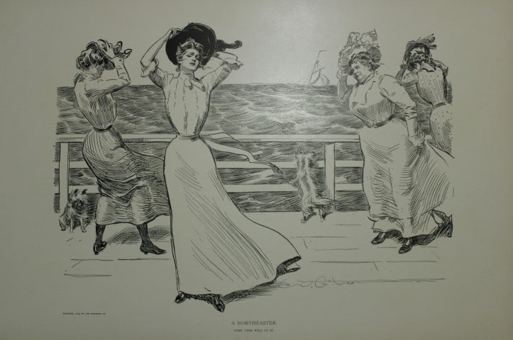 Charles Dana Gibson - 5 prints from Americans 1900: These plates are from Americans by Charles Dana Gibson. Published in New York by R.H. Russell, 1900. Gibson was an American illustrator from Boston and was best known for his creation of the Gibson Gi