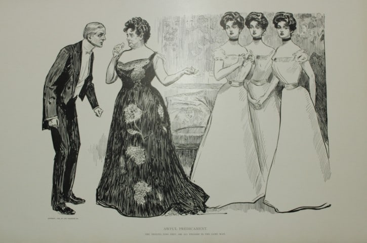 Charles Dana Gibson - 5 prints from Americans 1900: These plates are from Americans by Charles Dana Gibson. Published in New York by R.H. Russell, 1900. Gibson was an American illustrator from Boston and was best known for his creation of the Gibson Gi