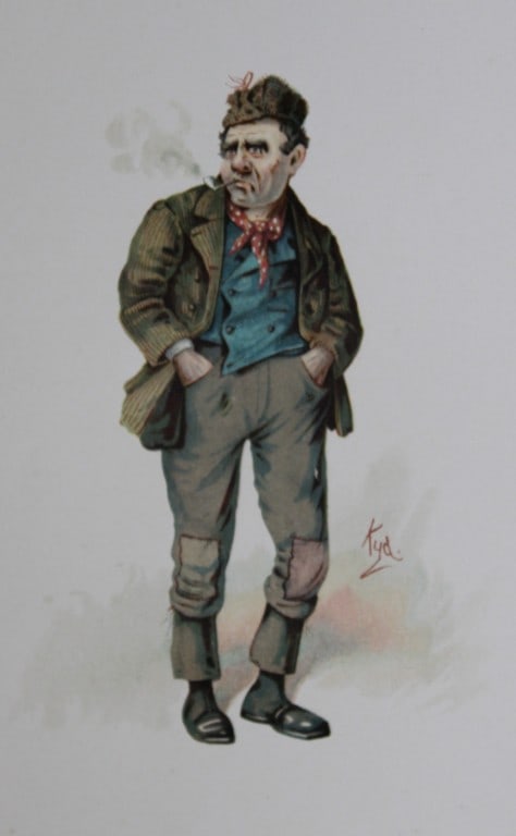 Clayton Clarke (Kyd) - Print of Mr Bailey Junior, Dickens character 1892: This print is from Some Well Known Characters from the Works of Charles Dickens. Illustrated by J. Clayton Clark. Published by Hildesheimer & Faulkner, London & George C Whitney, New York, c1892. Jose