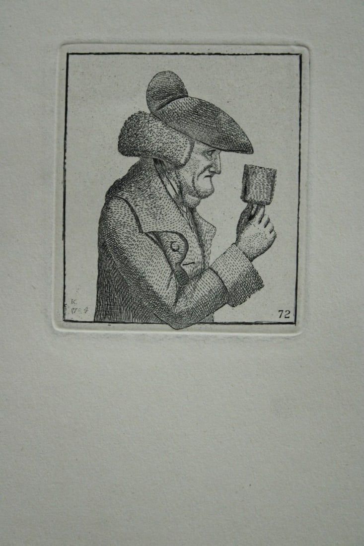 John Kay - 2 etchings of Scottish characters 1877: These engravings are from A Series of Original Portraits and Caricature Etchings by John Kay. Published by Adam and Charles Black, Edinburgh, 1877. Kay was a caricaturist, engraver and miniature paint